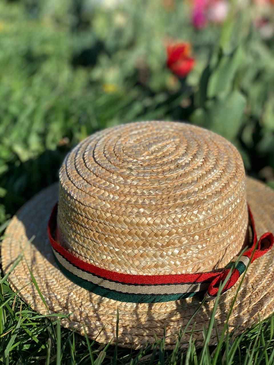 

Канотье женская летняя шляпа с лентой. Соломенная шляпка