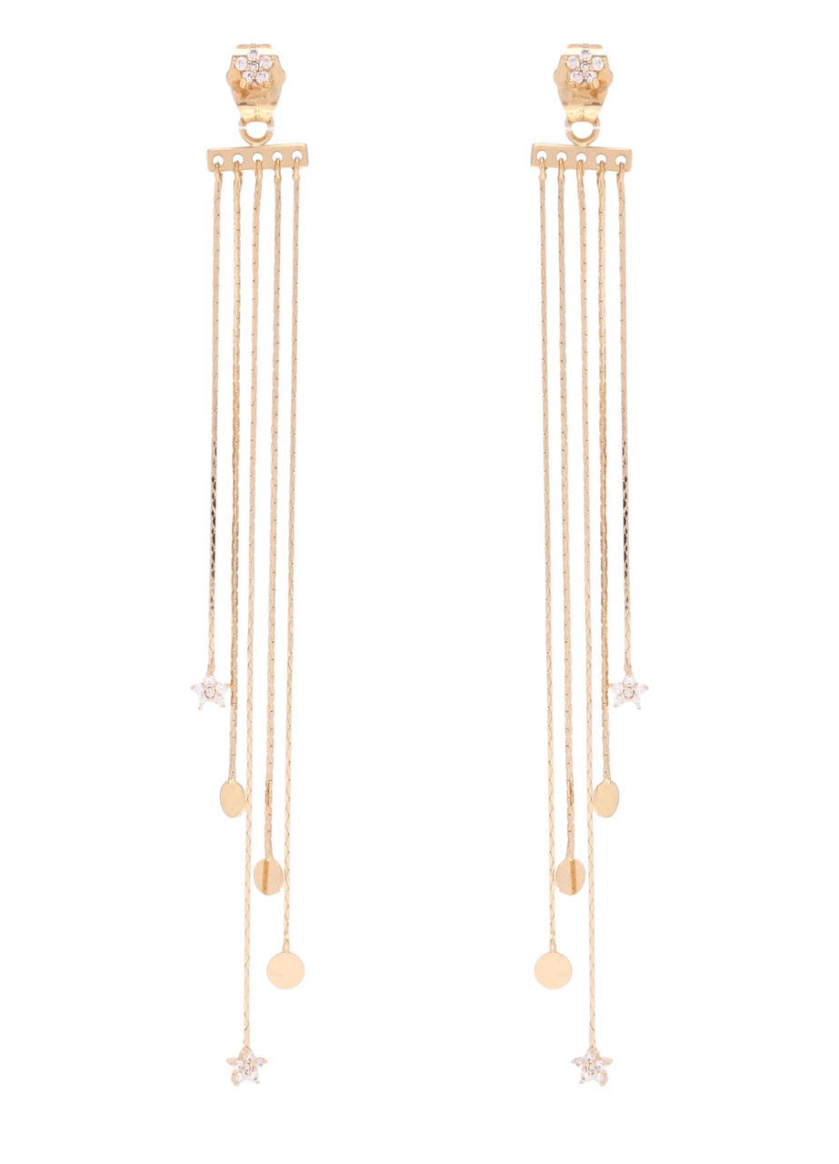 

Серьги Xuping QQMM Позолота 18K игла серебро 925 подвески на гвоздиках "Звездные подвески на цепочках"