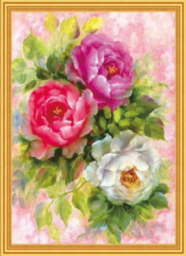 

65*50см Разноцветные пионы, алмазная живопись, полная выкладка