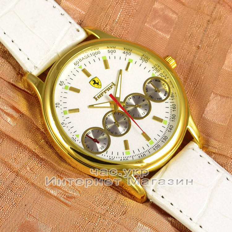 

Женские наручные часы Ferrari Quartz Maranello Chronograph Gold Black кварцевые модный стиль люкс