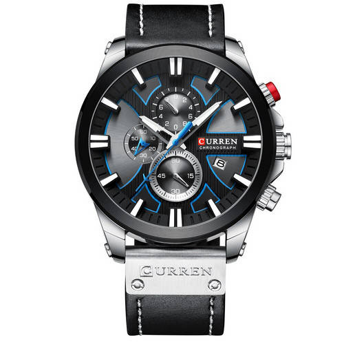 

Часы Мужские Curren 8346 Silver-Black, Ремешок, Черный цф. ГАРАНТІЯ !