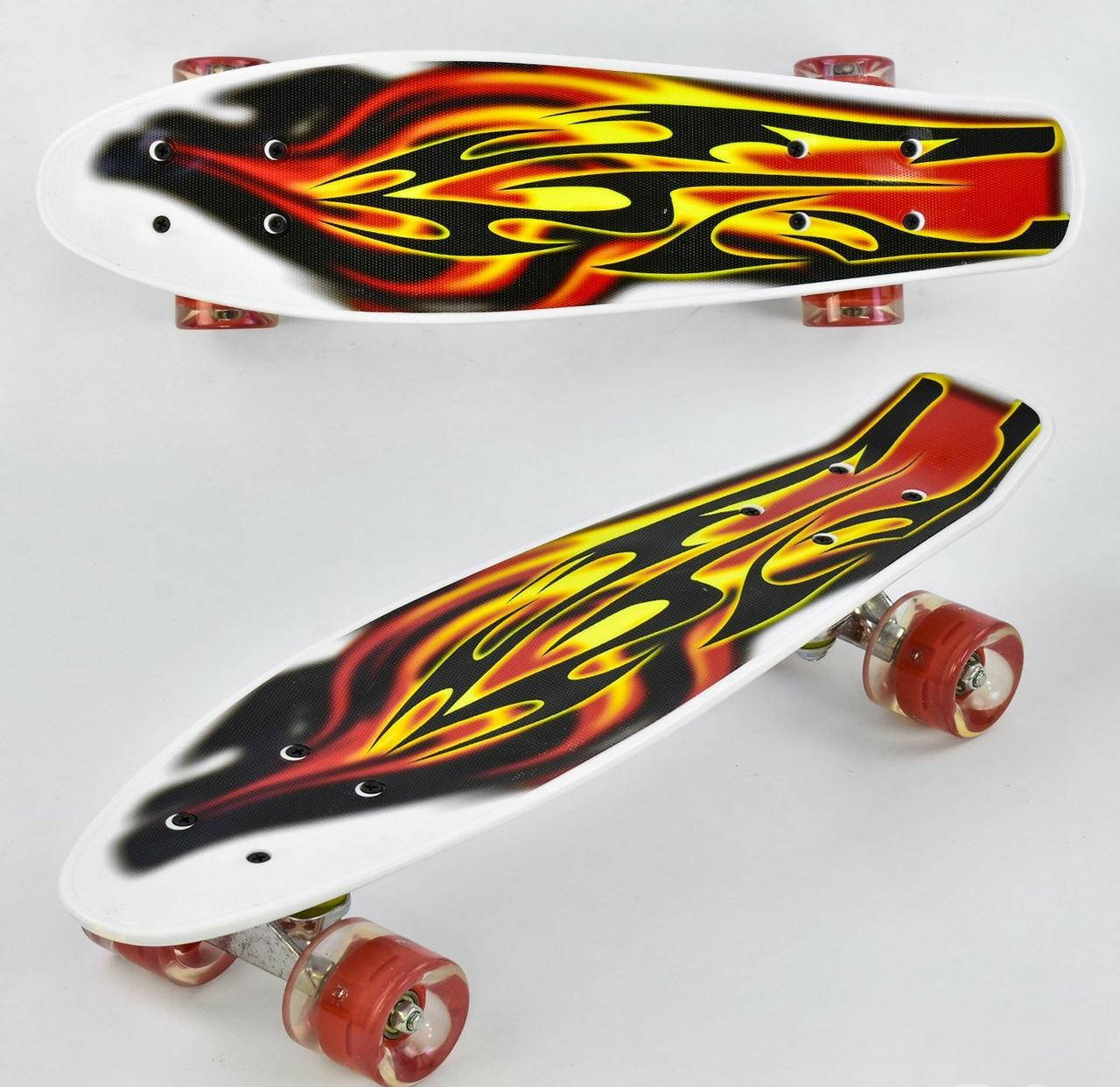 

Скейт Пенни борд Best Board 55 см F-4380 лонгборд с ярким огненным рисунком