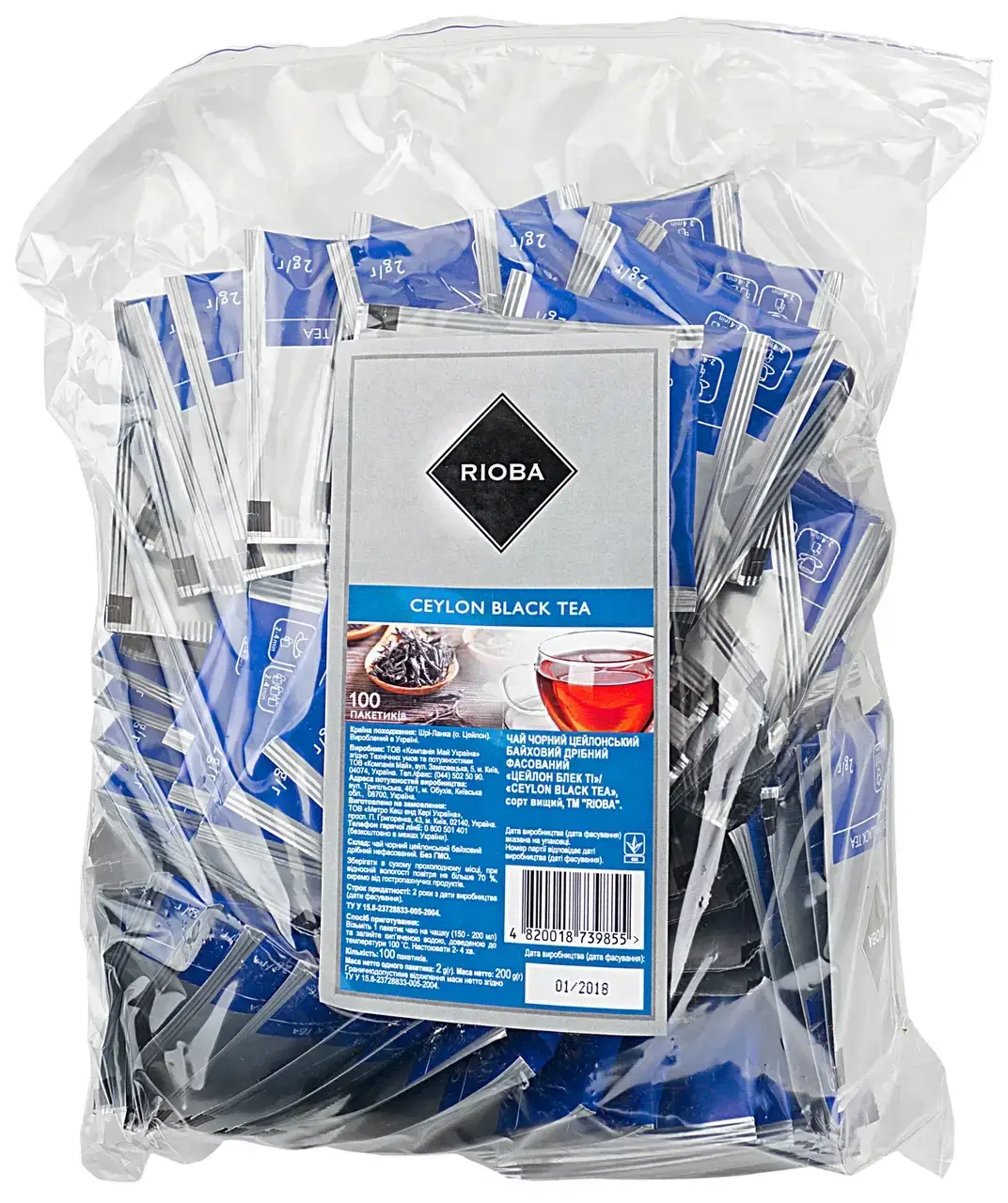 

Чай Rioba Ceylon black байховый мелкий 2г*100шт 200г