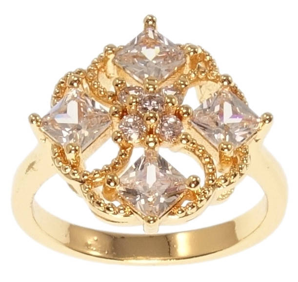 

Кольцо Xuping M&L желтый оттенок "Роскошный орнамент с цирконием" р.17,18