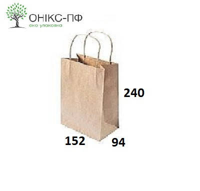 

Пакет бумажный 152*94*240, бурый крафт, с ручками (уп.100 шт.), Коричневый