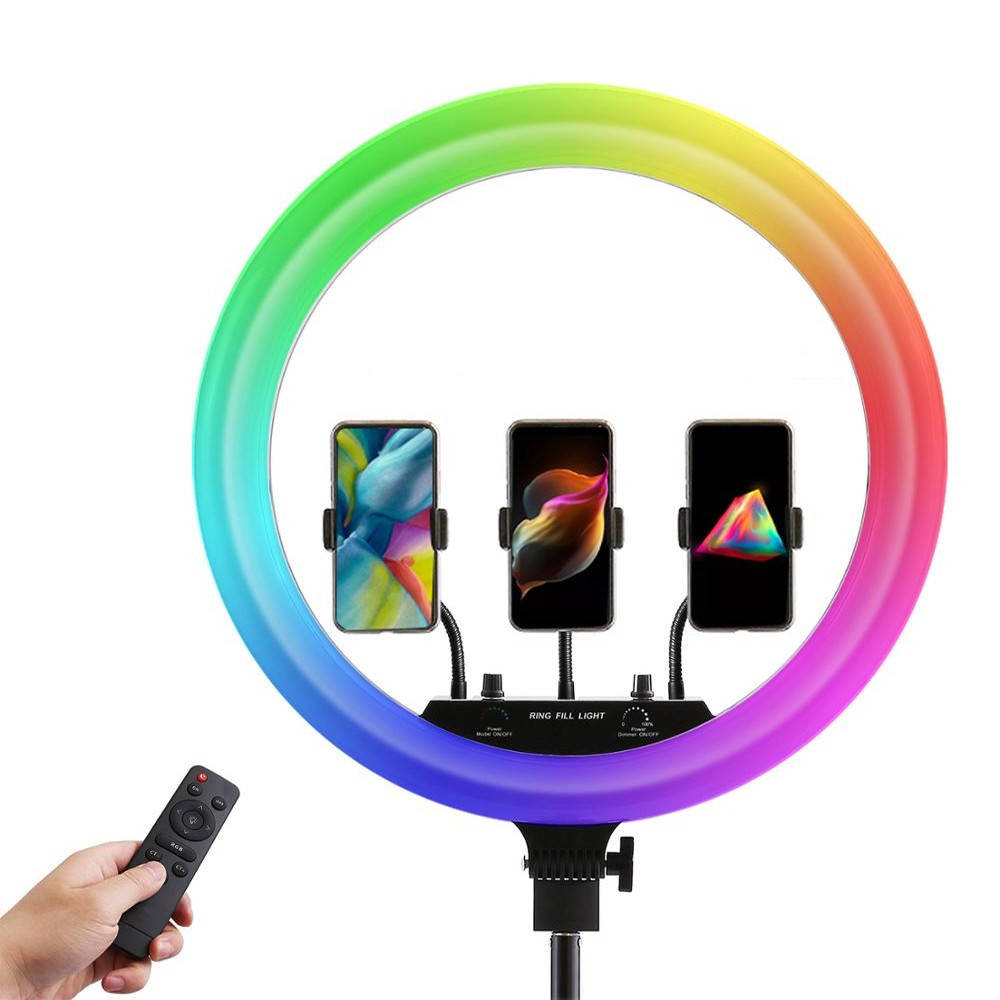 

Кольцевая Led-лампа RGB 45 см для фото и видео съемки / Кольцевая селфи-лампа