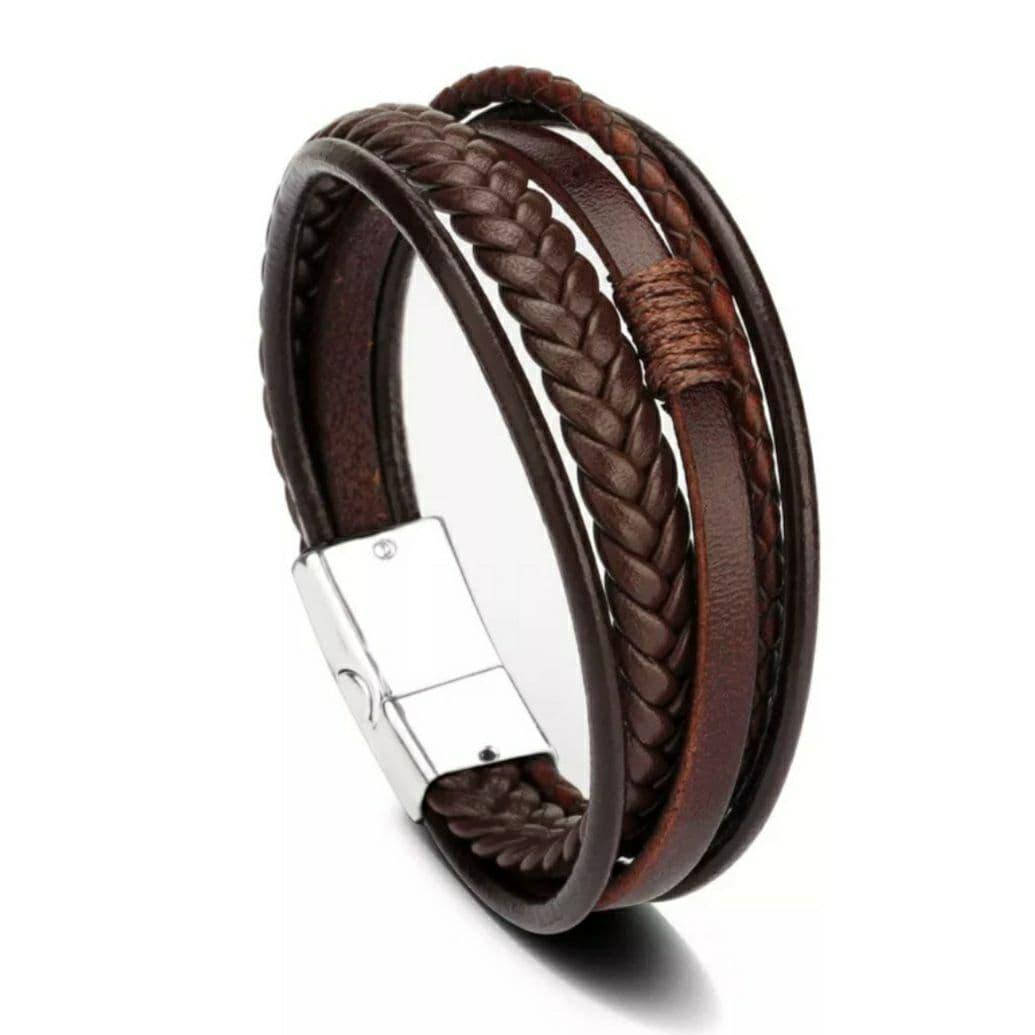

Браслет кожаный мужской Zig Jewelry коричневый