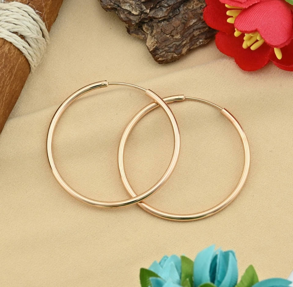 

Женские серьги - кольца "Золотое гладкое совершенство" размер 50 мм из сплава медицинское золото