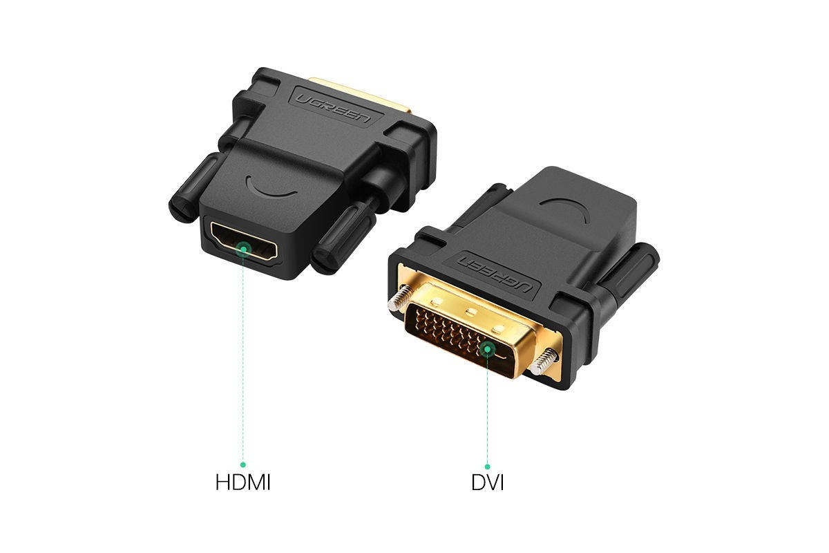 

Адаптер UGREEN DVI 24+1 Male to HDMI Female Adapter Black (20124), Черный