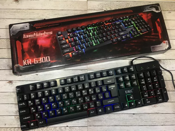 

Проводная клавиатура с подсветкой KEYBOARD HK-6300 а, Черный