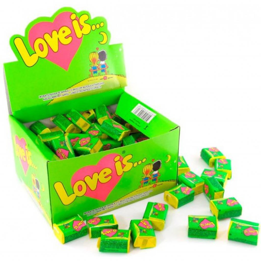 

Жевательная резинка Love is упаковка 100 штук (яблоко-лимон)