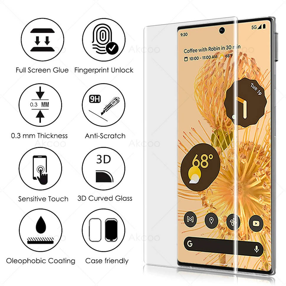 

Стекло 5D UV ( ультрафиолет ) для Google Pixel 6 Pro, Белый