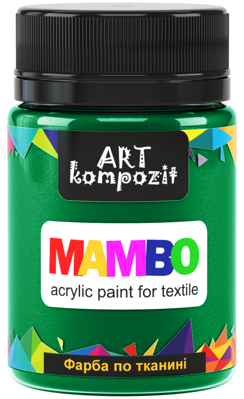 

Фарба по світлій та темній тканині ЗЕЛЕНИЙ ОСОБЛИВИЙ, 50мл, MAMBO "ART Kompozit", Зелёный