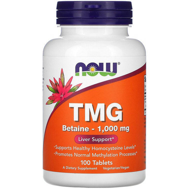 

Триметилглицин NOW Foods "TMG" здоровье печени, 1000 мг (100 таблеток)