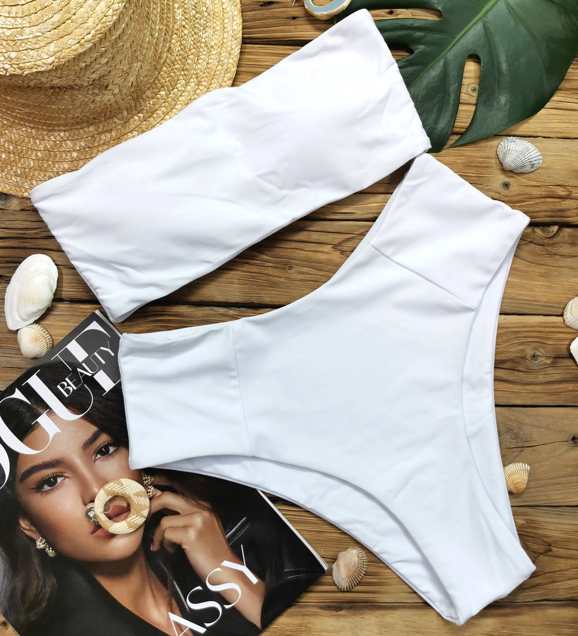 

Купальник бандо с завышенной талией белый M