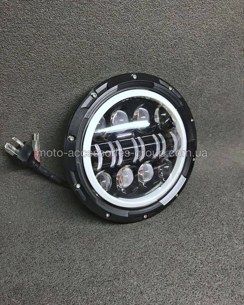 

Фара универсальная круглая на мотоцикл (LED 50W) 20000Lm сертификация DOT, Черный