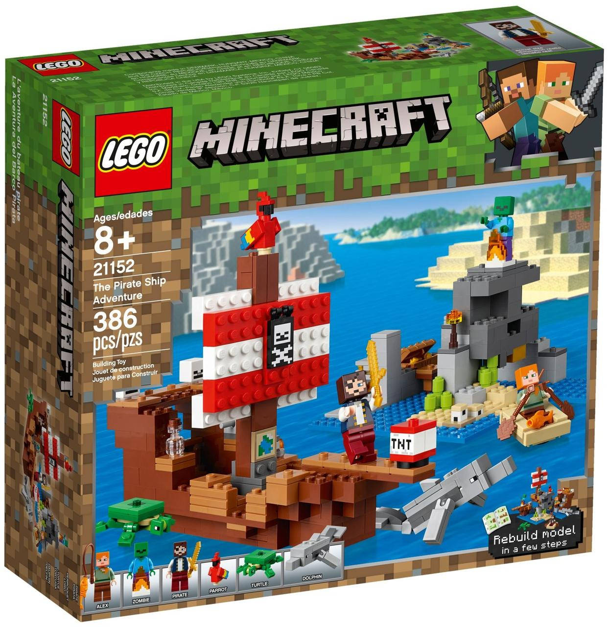 

LEGO ЛЕГО Minecraft Приключения на пиратском корабле 21152 (386 деталей)