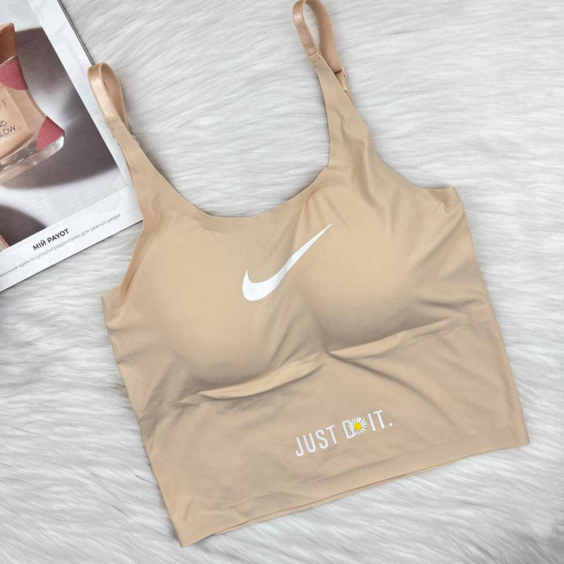 

Спортивные топики-майки Nikeee в бежевом цвете с чашечками, Разные цвета