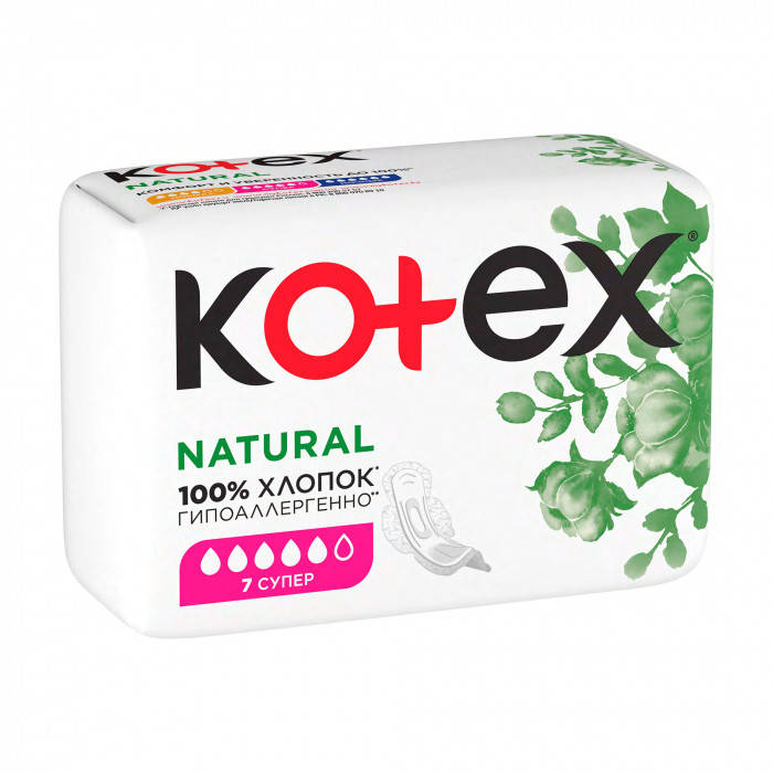 

Прокладки для критических дней Kotex Natural Супер, 7 шт