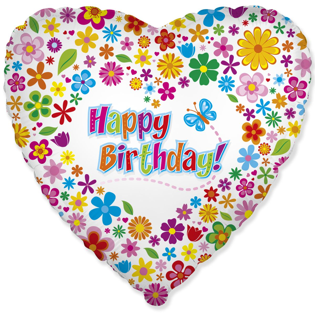 

Фольгированный шарик Flexmetal 18" Круг Happy birthday Цветочки, Разные цвета