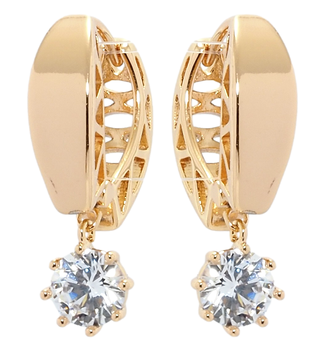 

Серьги Xuping Позолота 18K подвески на колечках "Фианиты"