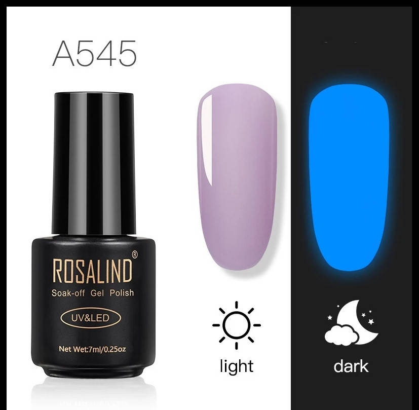 

Гель лак Rosalind Розалинд светящийся в темноте 7мл Фиолетовый 545