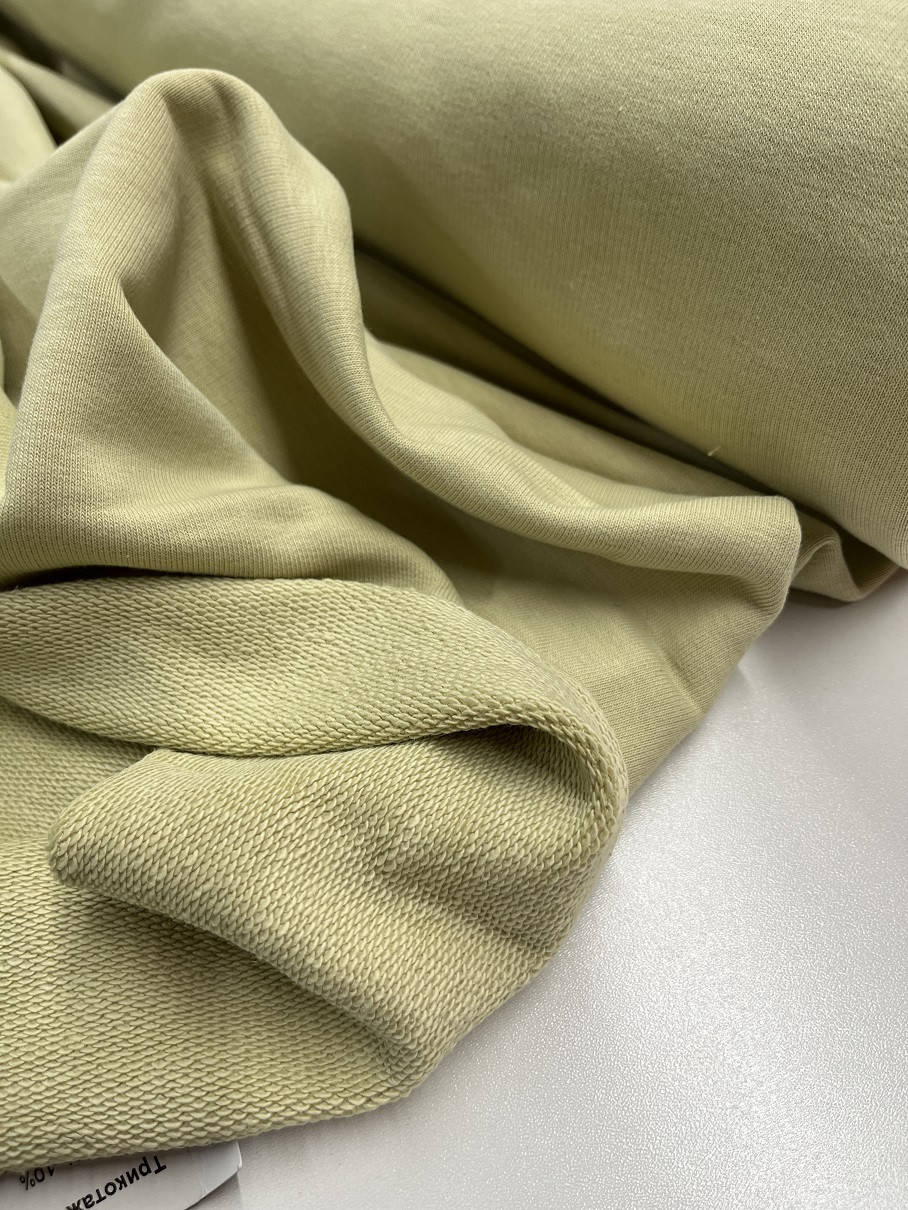 

Трикотаж футер 3х нить петля SILK FINISH/ олива, Оливковый