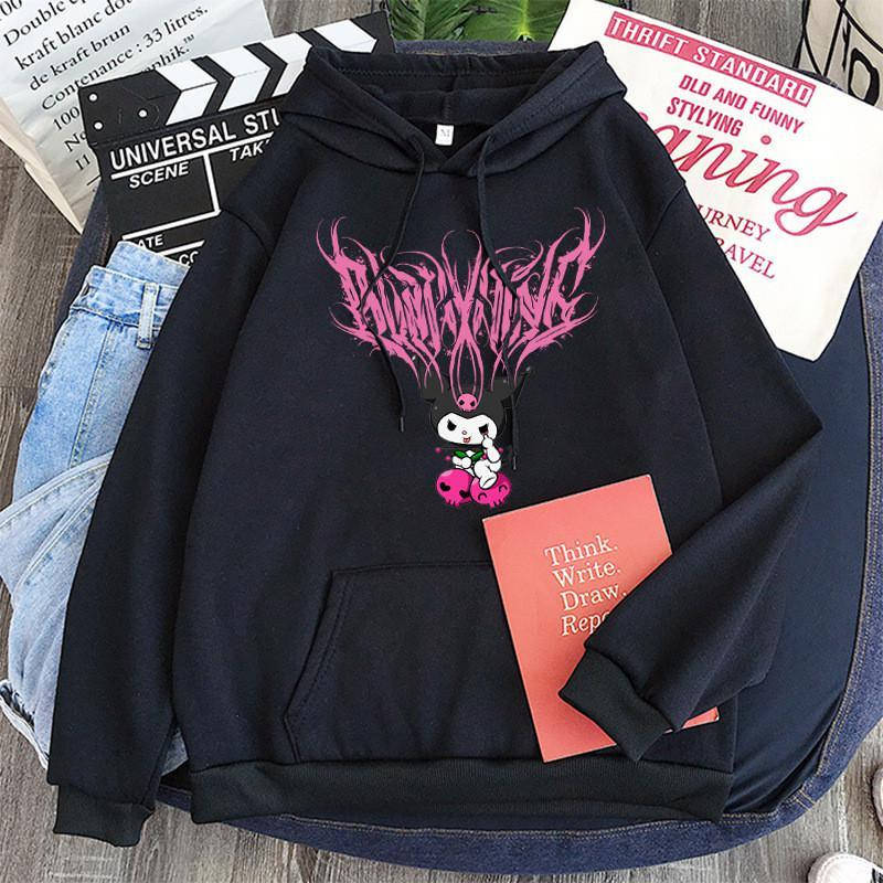 

Худи с аниме рисунком в японском стиле харадзюку kawaii XXL, Черный