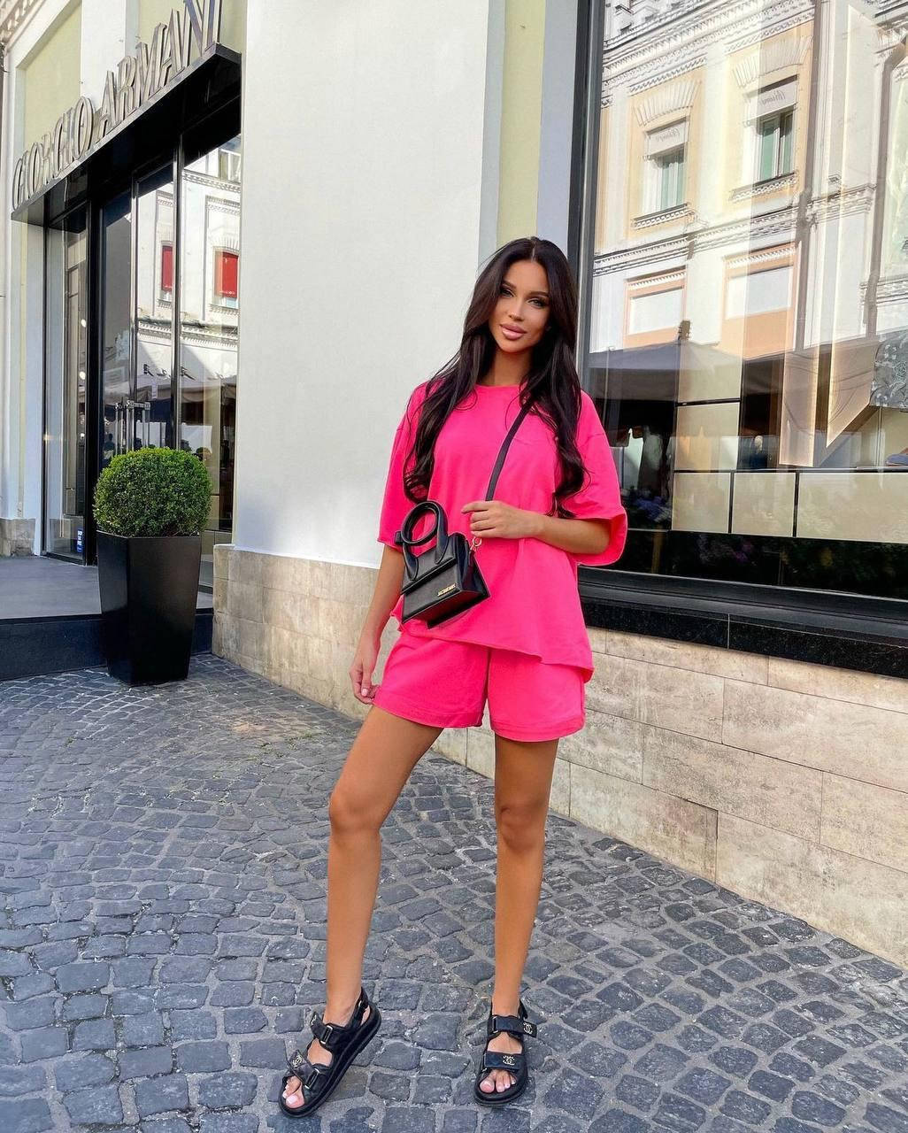 

Женский летний спортивный костюм двойка, р: 42-44, 46-48, Розовый