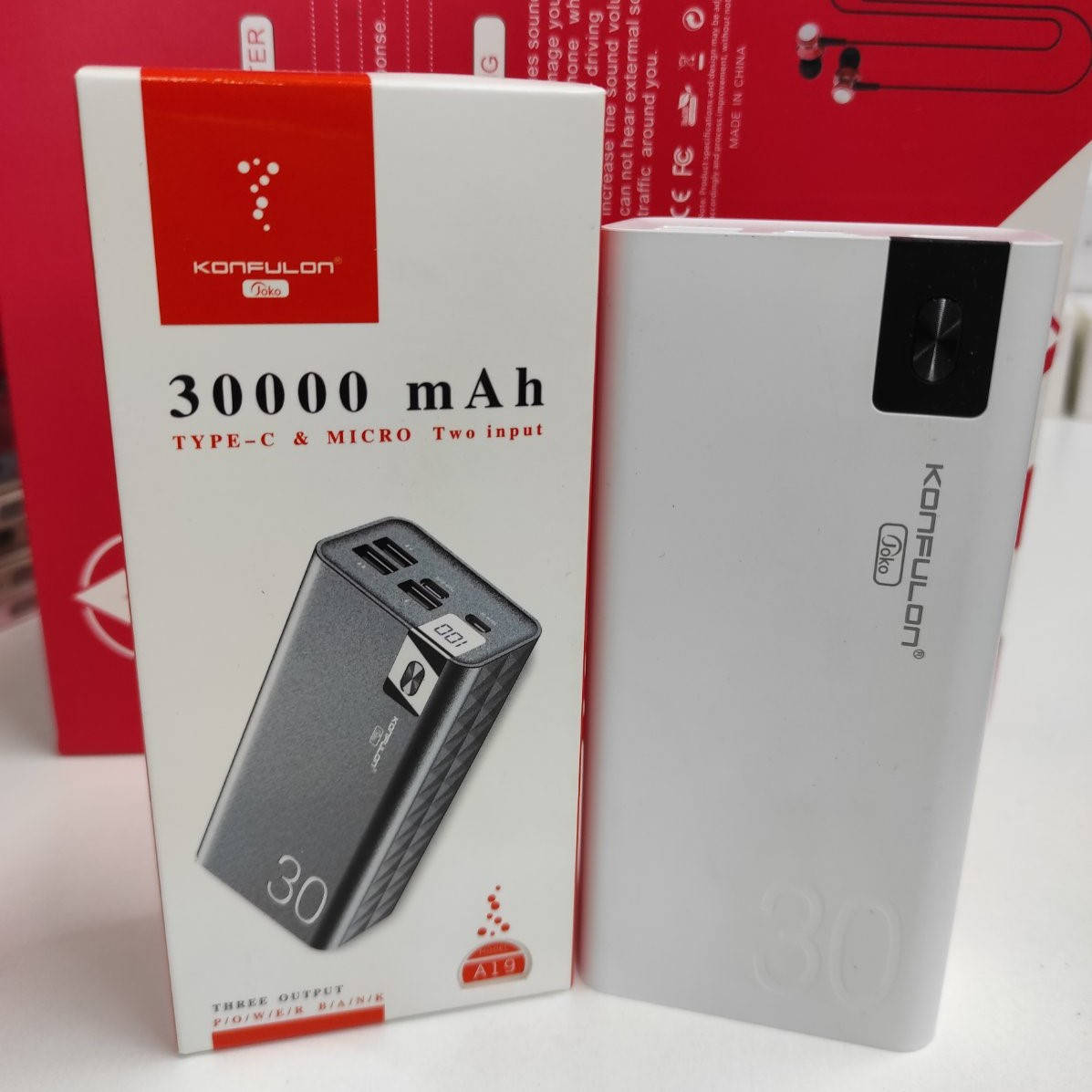 

Повербанк портативный аккумулятор POWER BANK 30000mAh KONFULON A19 Павербанк унивесальный