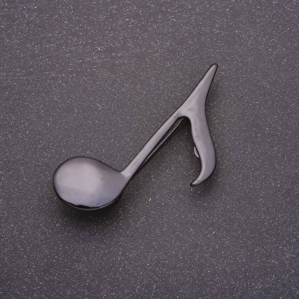 

Брошь Скрипичный ключ черная эмаль 52х32мм