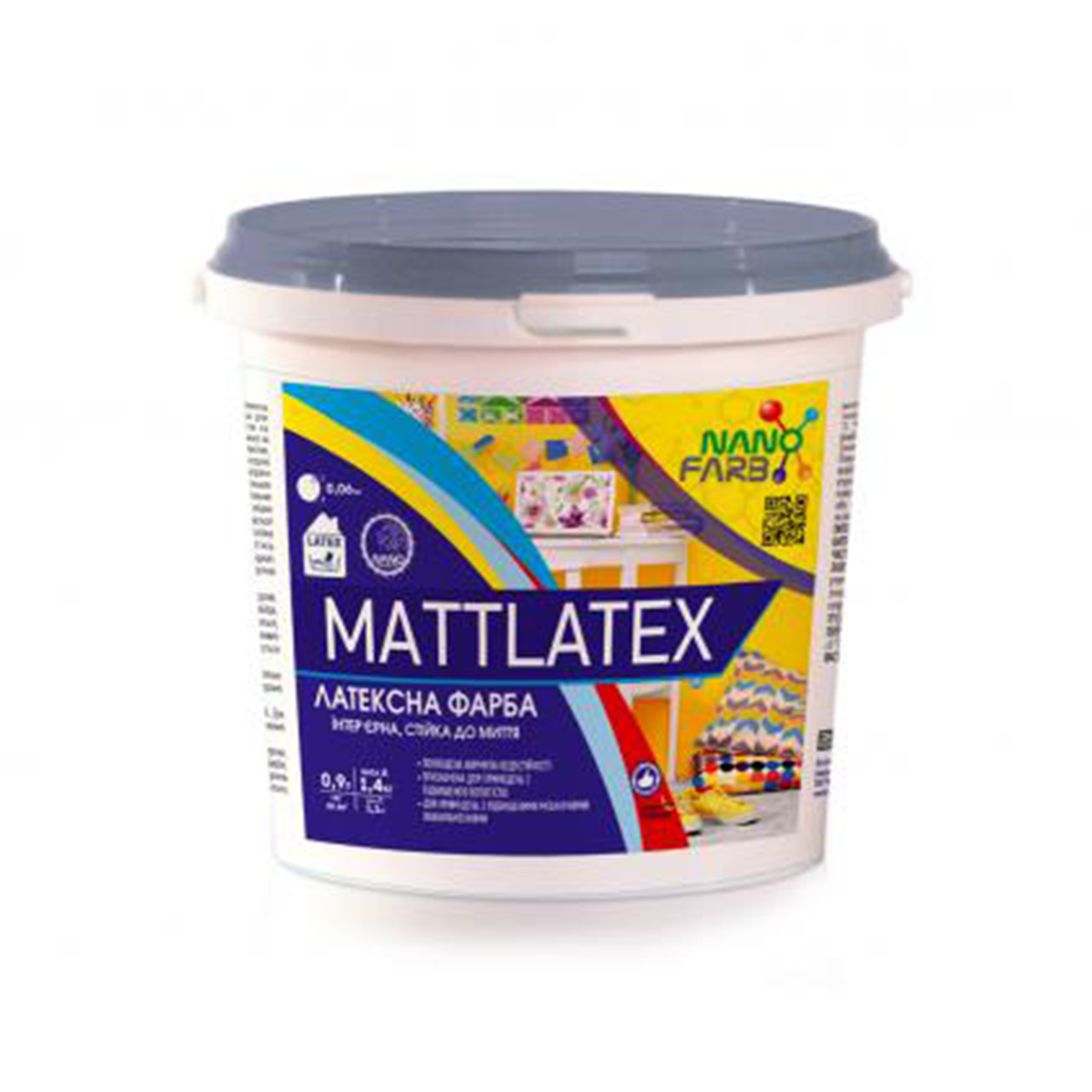 

Латексная краска для стен и потолка Nanofarb Mattlatex 1.4кг, Белый