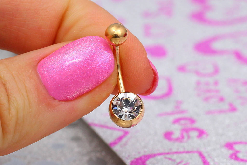 

Пирсинг для пупка Xuping Jewelry классика с белым камнем золотистый