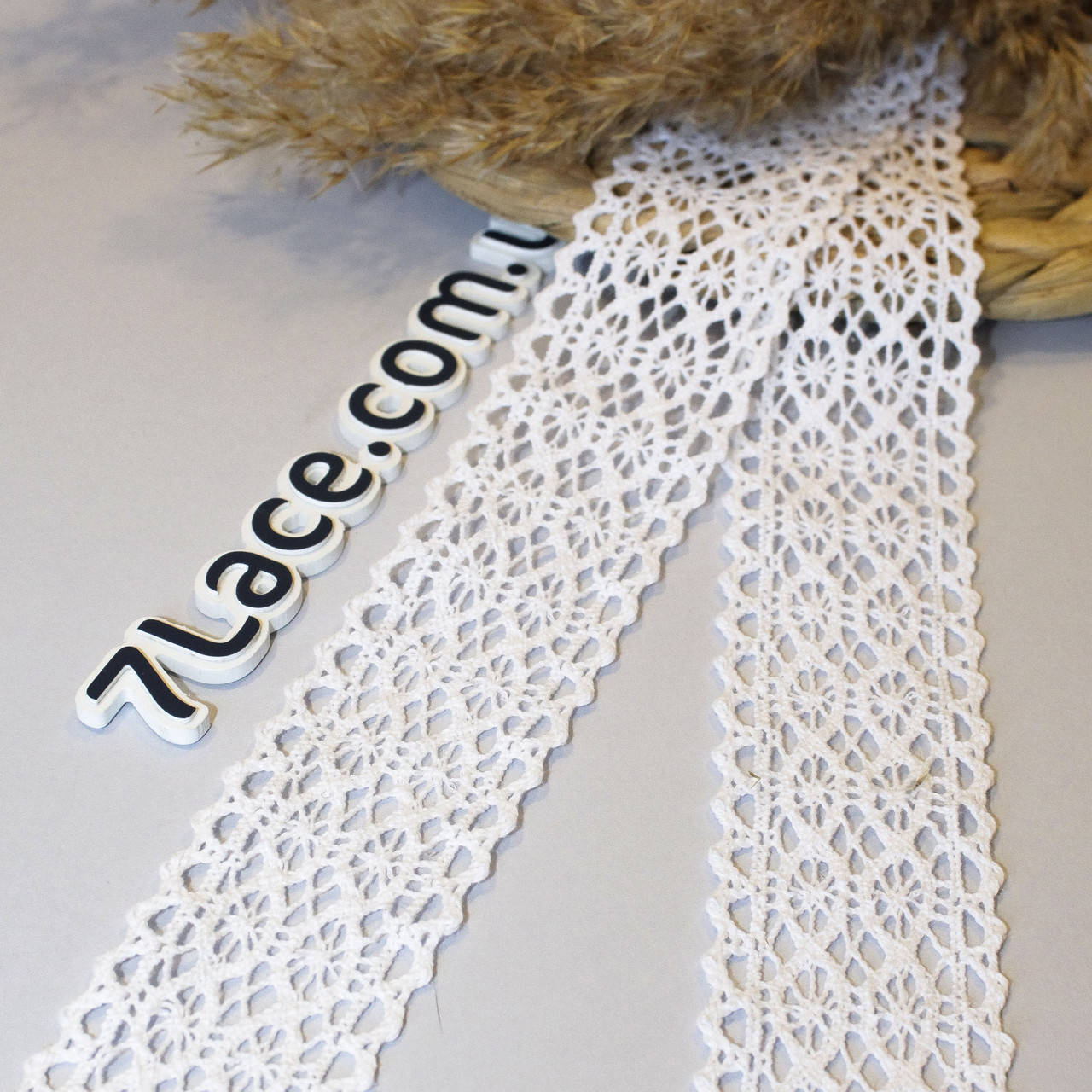 

Кружево натуральное (Лен) хлопковое цветное / цвет белый / ширина 42 мм / заказ от 1 м