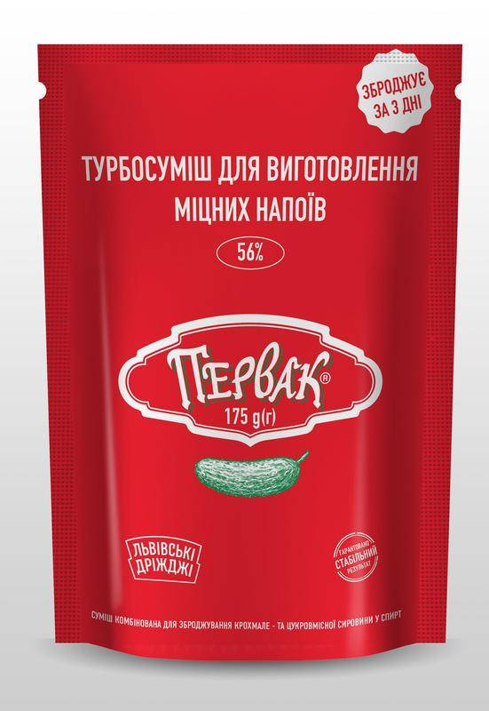 

Турбосуміш Первак для виготовлення міцних напоїв 175 гр ТМ "Львівські дріжджі"