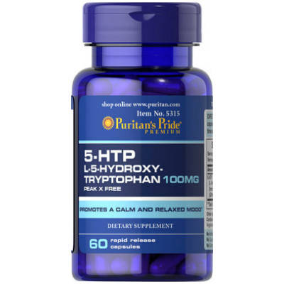 

Релаксант Puritan's Pride - 5-HTP L-5-Hydroxy-Tryptopan 100 мг (60 капсул)