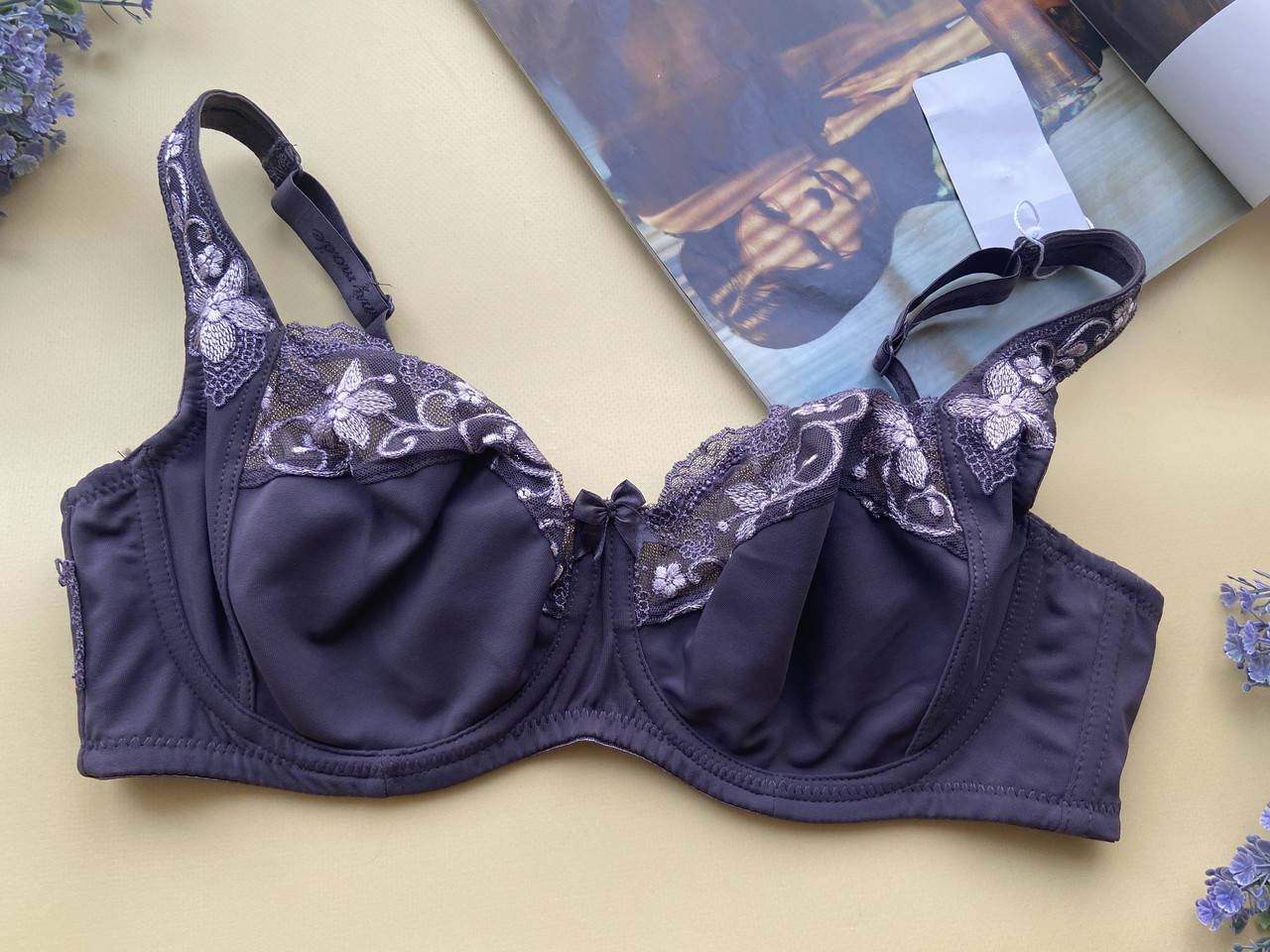 

80/85/90/95/100D Классический бюстгальтер для большой груди, лифчик без поролона на чашку D, Сливовый