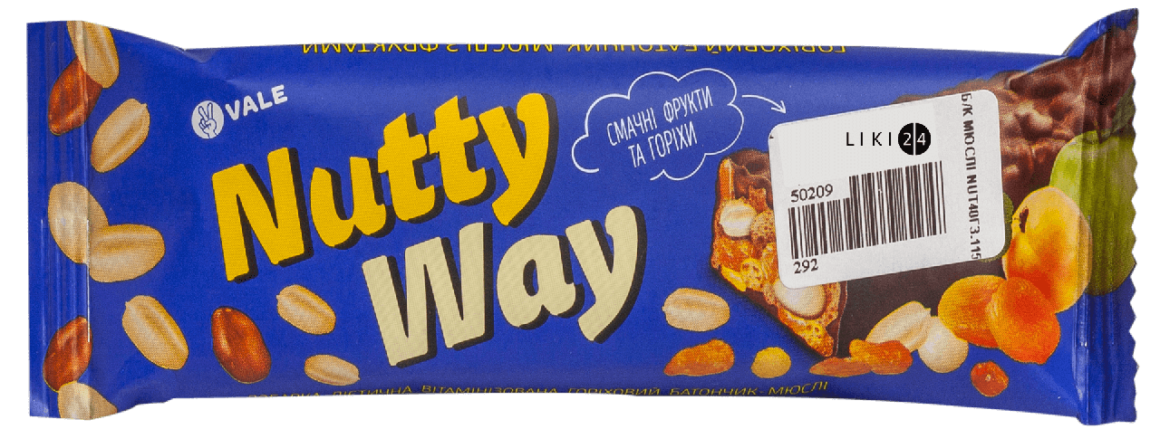 

Батончик-мюсли Nutty Way ореховый с фруктами глазированный 40 г