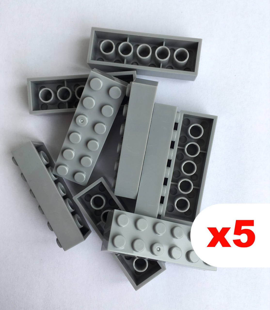 

Кубики 2х6 пина, стандарт Лего Classic (светло-серый) 5 шт