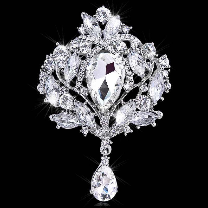 

Брошь 9,8*6,5см винтажная с подвеской Crystal (кристалл прозрачная)