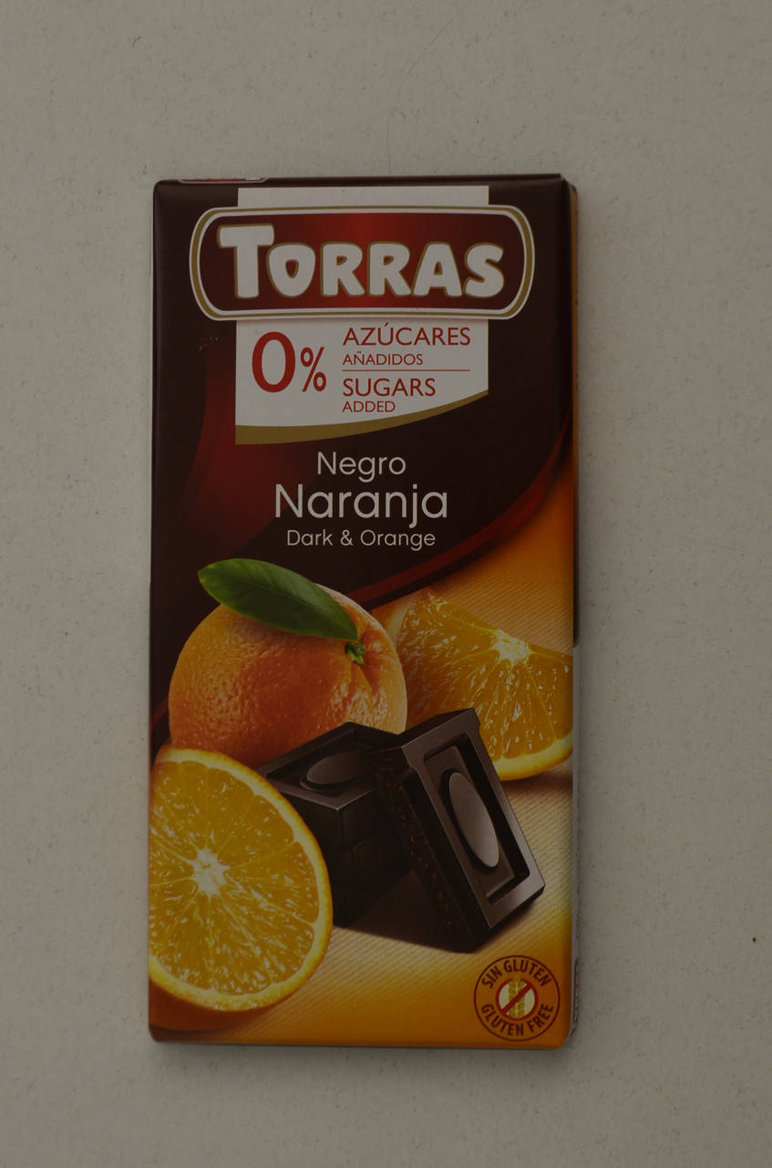 

Черный шоколад Torras без сахара с апельсином, 75 г