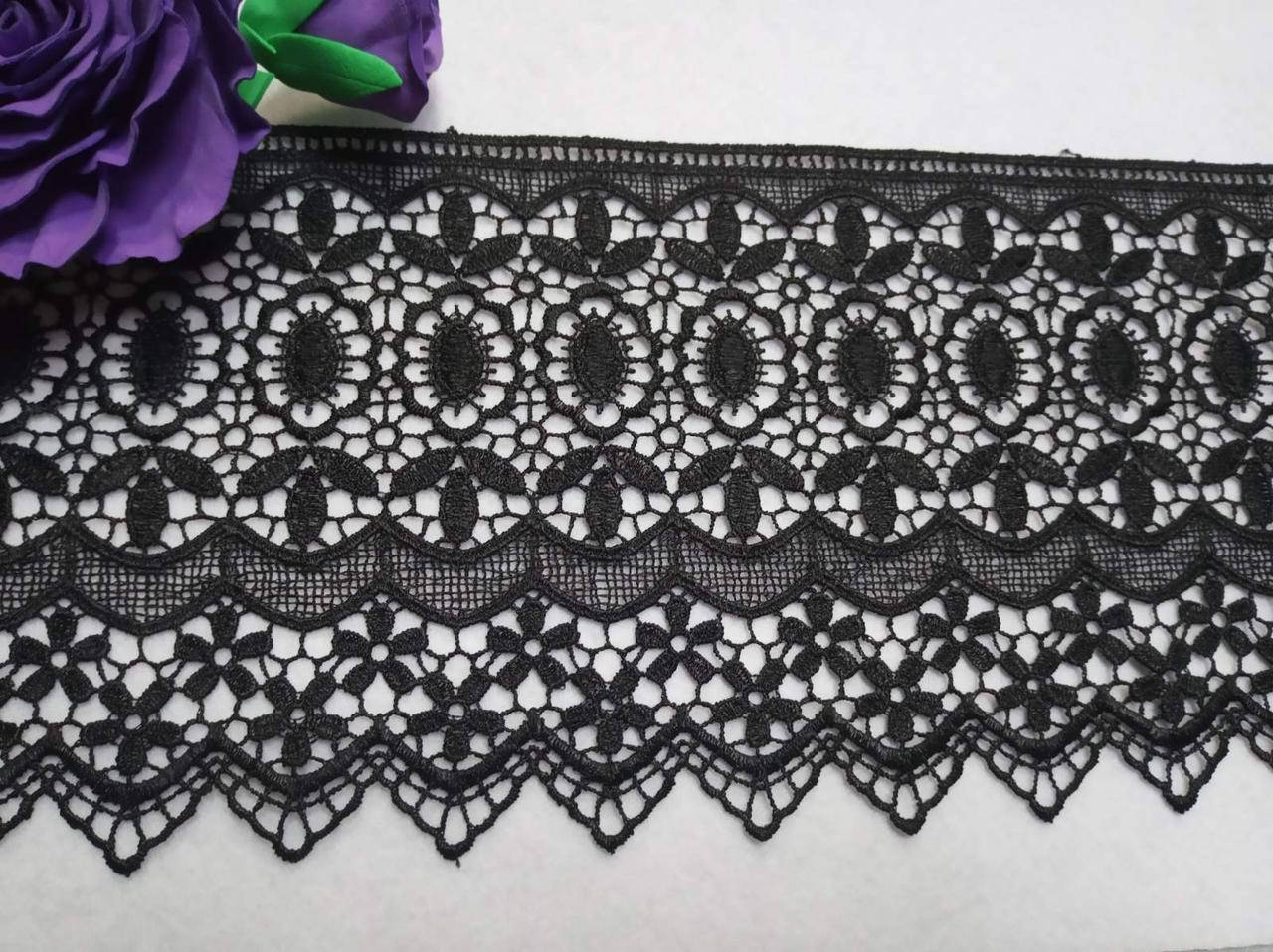 

Кружево макраме вязаное цвет черный 135мм