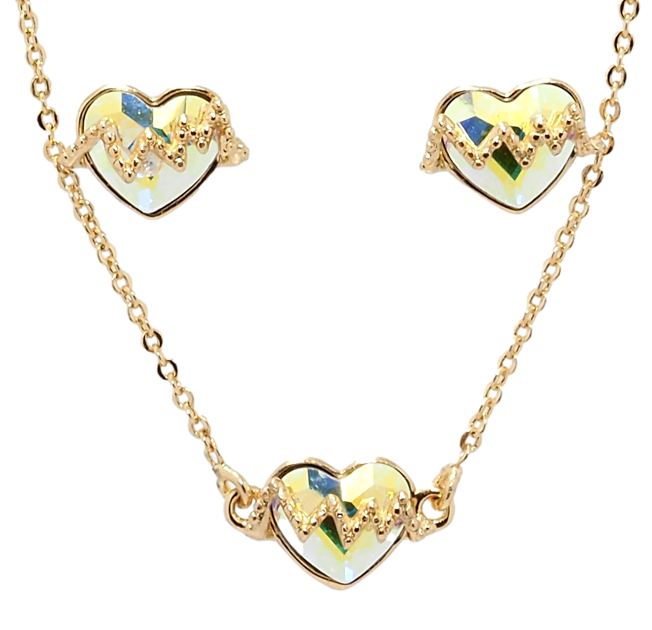 

Набор Xuping Позолота 18K с кр-ми Swarovski Серьги Кулон на цепочке "Сердца АВ" длина 40-45,5см х 1мм