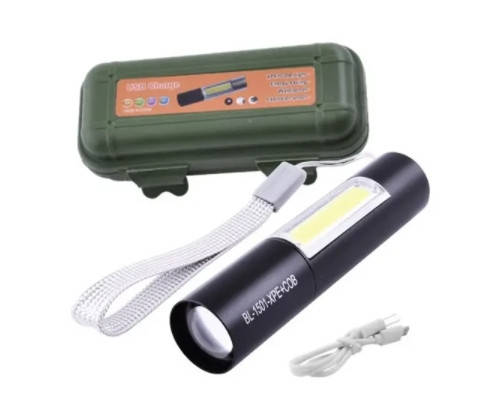 

Фонарь Police BL-1501 + ЗУ microUSB + Zoom + XPE+COB, Черный