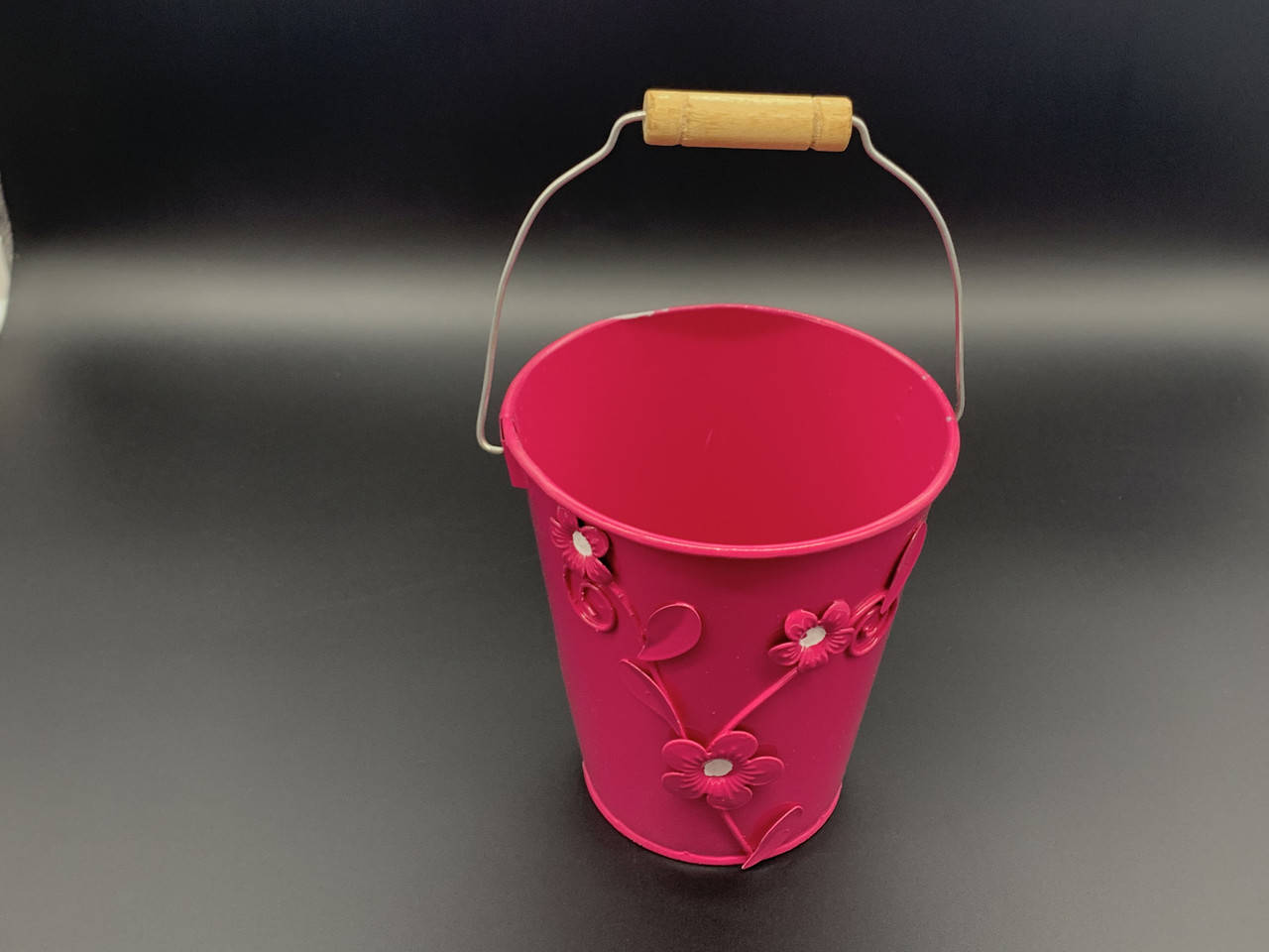 

Декоративное ведро с цветочками. Цвет розовый. 12х13см