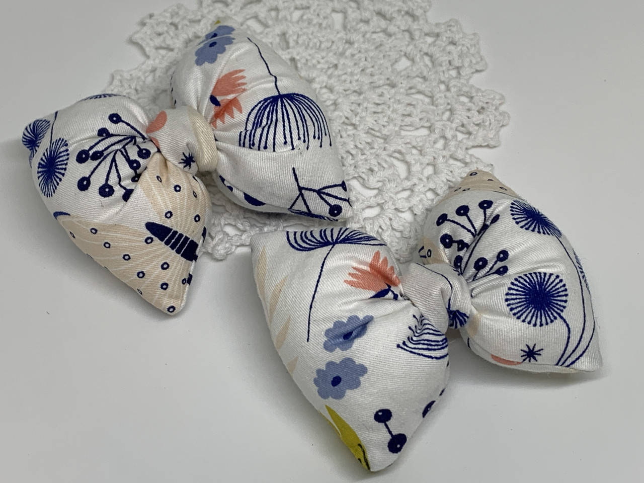 

Заготовка объемного бантика "Синие цветочки", 7,5х6,5 см