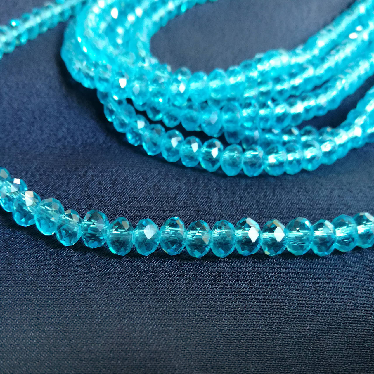 

Кришталева намистина, рондель, бірюзова, 3х4 мм, Бирюзовый