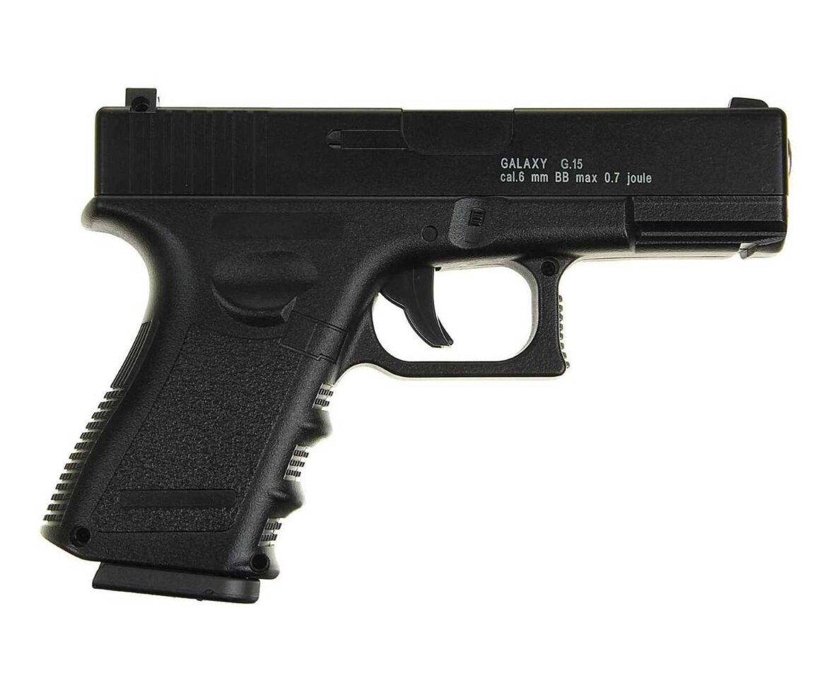 

G15+Страйкбольный пистолет Galaxy Glock 17 металл с кабурой черный