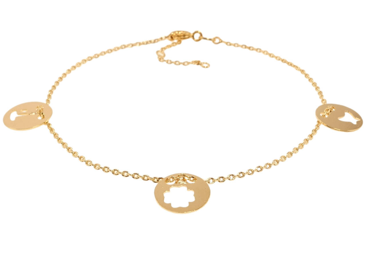

Браслет Xuping Позолота 18K "Якорное плетение с тремя круглыми подвесками" длина с доп.звеном 18.5,20,21.5см х