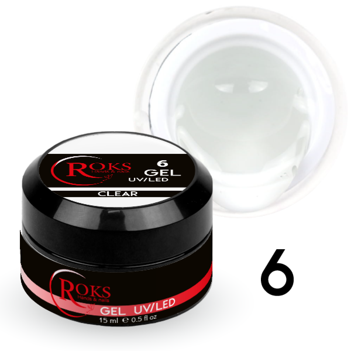 

Гель для наращивания ногтей Roks Gel UV/LED № 6 прозрачный, 15 мл